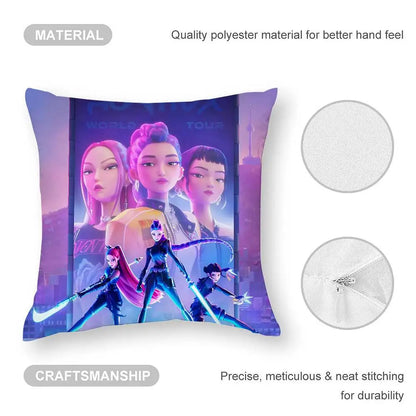 Taie d'oreiller K-kpop Demon Hunters en tissu peluche douce