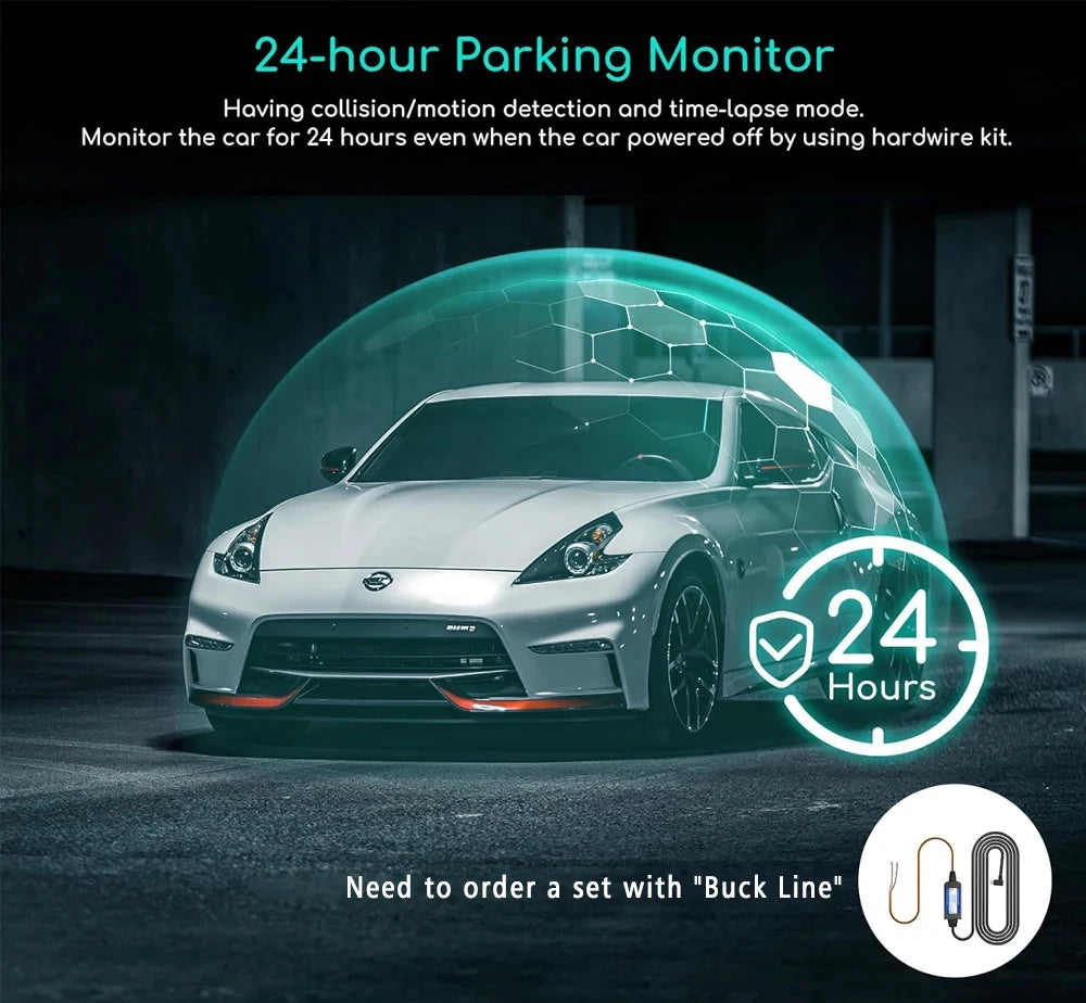 Dashcam 4K 3840P avec Carplay, GPS et WiFi - Caméra Voiture