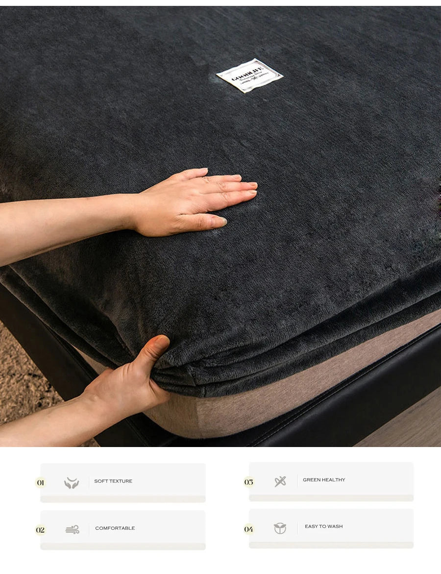 WOSTAR - Drap-housse en peluche douce, luxe pour couple d'hiver