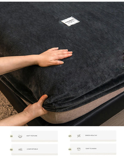 WOSTAR - Drap-housse en peluche douce, luxe pour couple d'hiver
