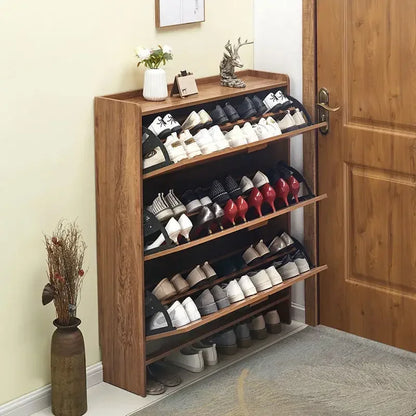Armoire à chaussures en bois multicouche, gain de place et design pratique