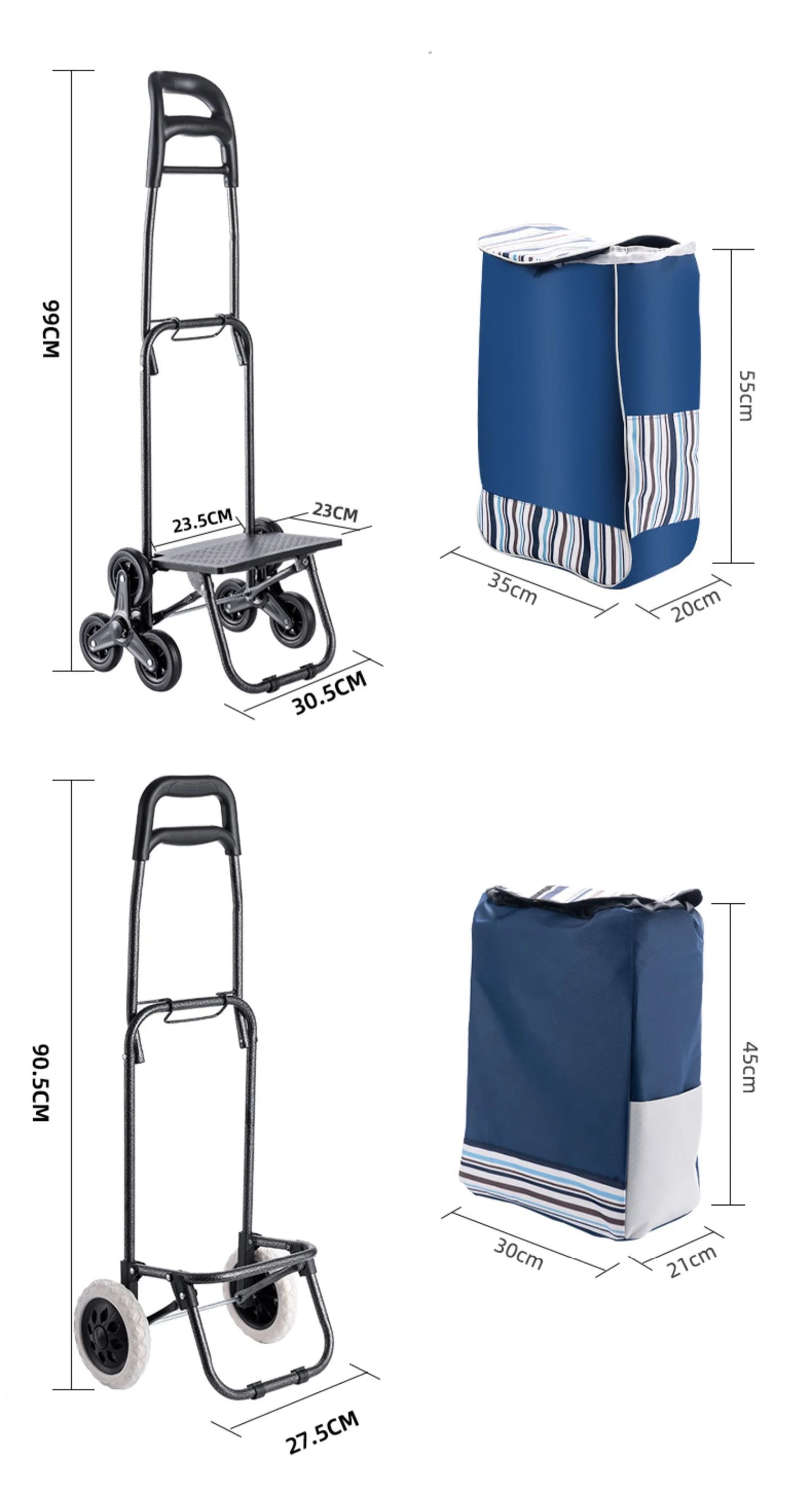 Chariot d'épicerie léger et pliable pour escalier - Idéal voyage