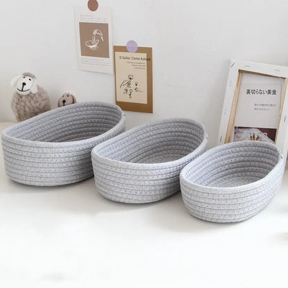 Paniers de rangement en corde de coton pour bureau et cosmétiques