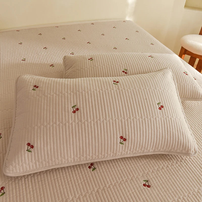 Ensemble Couvre-lit Matelassé Chic en Coton - 3 Pièces avec Taies