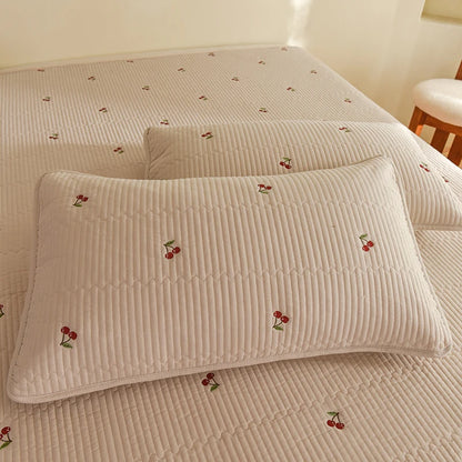 Ensemble Couvre-lit Matelassé Chic en Coton - 3 Pièces avec Taies