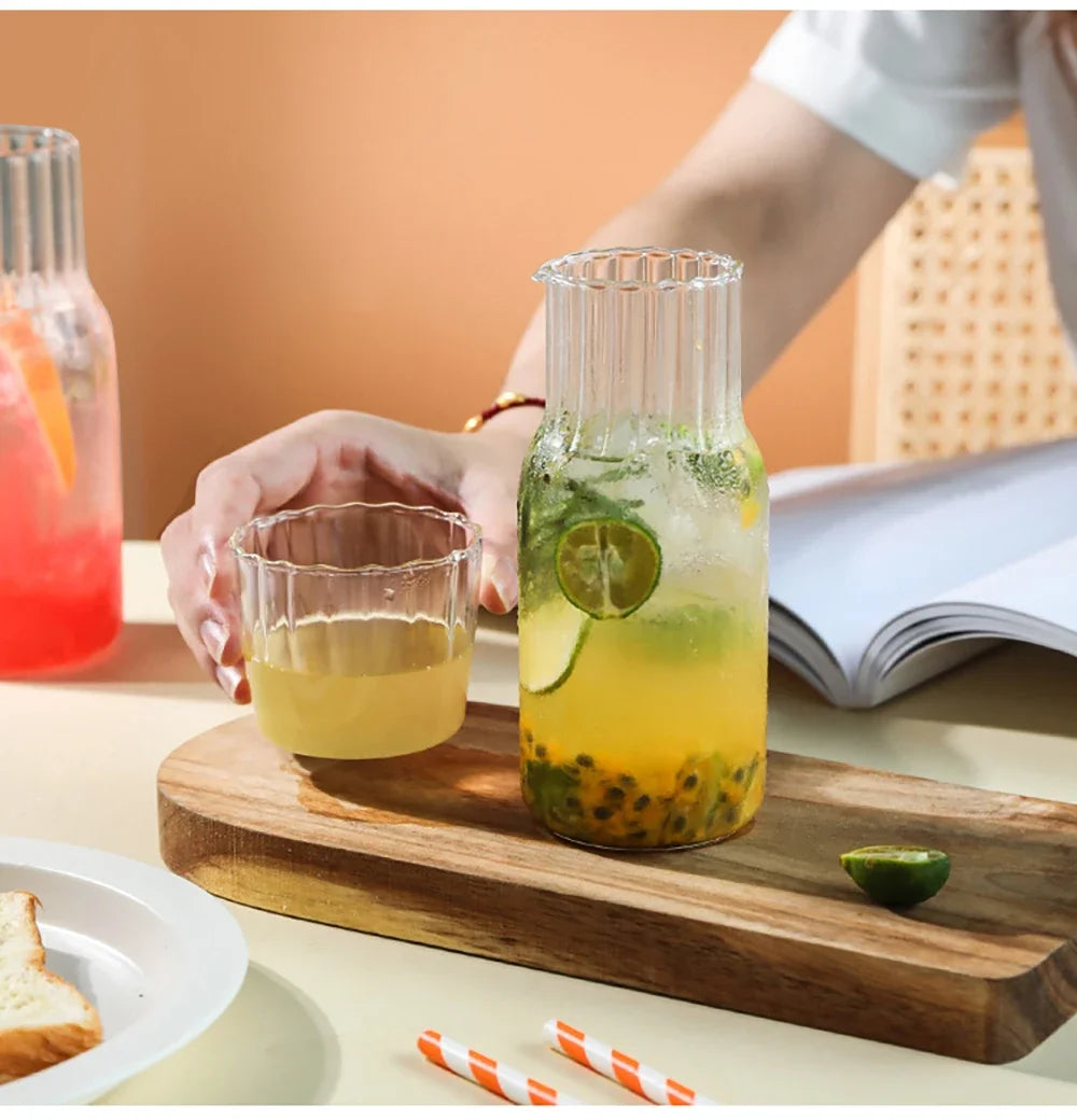 Carafe à eau en verre avec gobelet - Ensemble élégant de cuisine