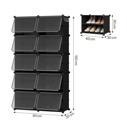 Armoire à chaussures pliable en PP transparent - Organisateur modulaire