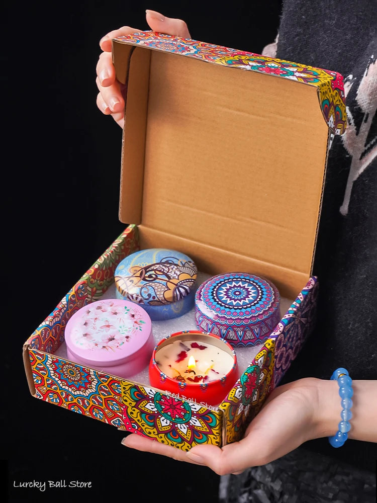 Bougies parfumées en soja, sans fumée - Décoration romantique 4 pièces