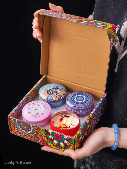 Bougies parfumées en soja, sans fumée - Décoration romantique 4 pièces