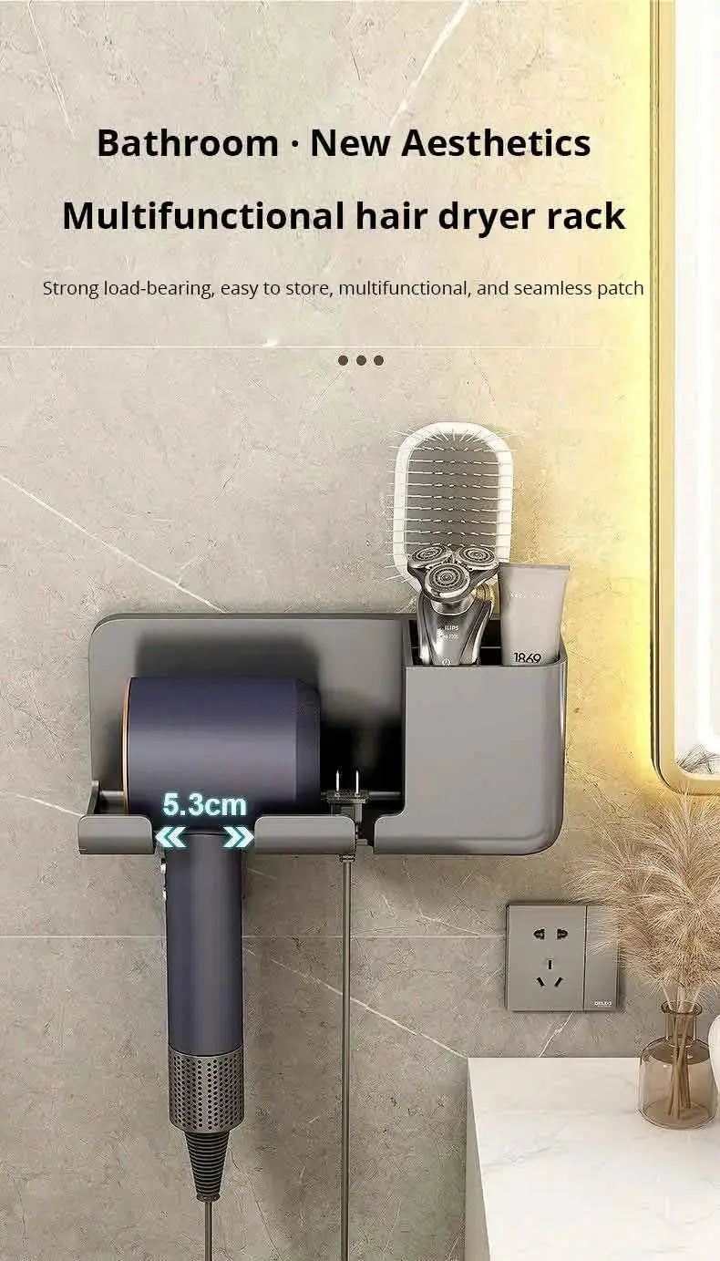 Sèche-Cheveux Mur Monté - Rack de Stockage Sans Poinçonnage