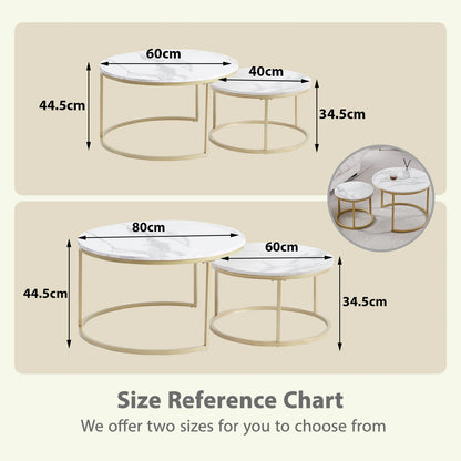 Table d'Appoint Ronde en Marbre Nordique - Luxe 60cm/80cm