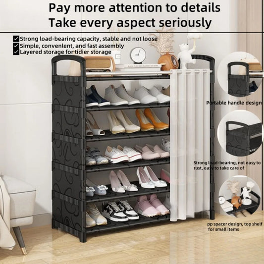 Étagère à chaussures en métal multicouche - Rangement compact et pratique