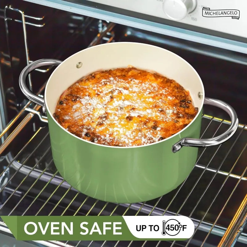 Marmite antiadhésive Michelangelo 6L avec couvercle - Compatible Induction