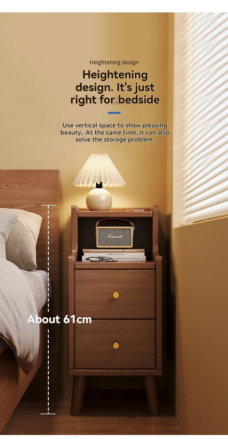 Armoire de chevet en bois massif pour petite chambre à coucher