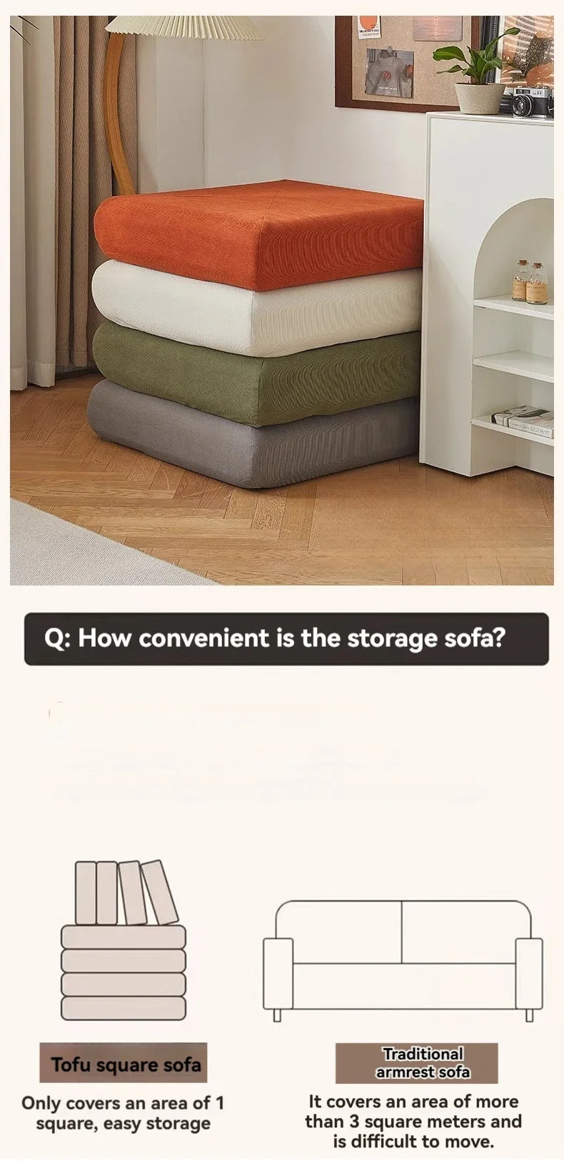 Canapé-lit pliant en tissu pour petit salon - Confort tatami