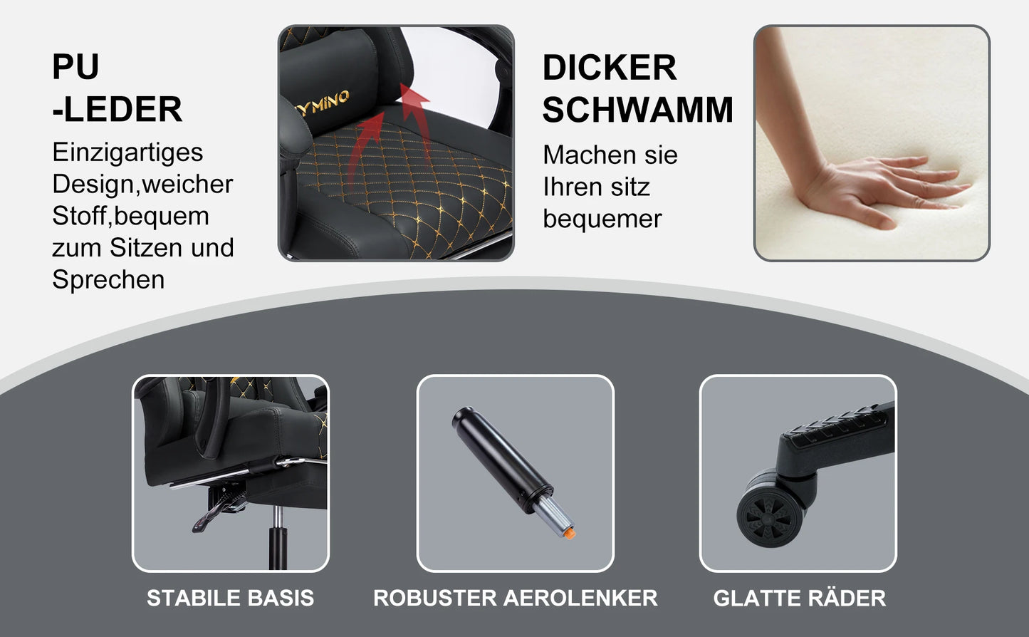 Chaise de jeu Symino avec repose-pieds et accoudoirs réglables