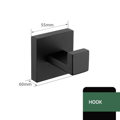 Kit Accessoires HOHardware Noir Mat : Étagère, Porte-Serviettes et Plus