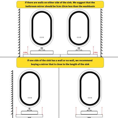 Miroir de Salle de Bain Ovale Luxe LED - Cadre Aluminium Doré