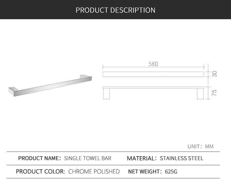 Accessoires de Salle de Bain en Acier Inoxydable - Set Étagère & Crochets