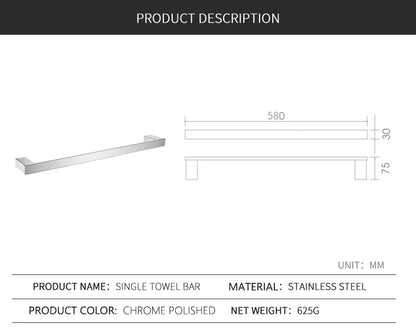 Accessoires de Salle de Bain en Acier Inoxydable - Set Étagère & Crochets