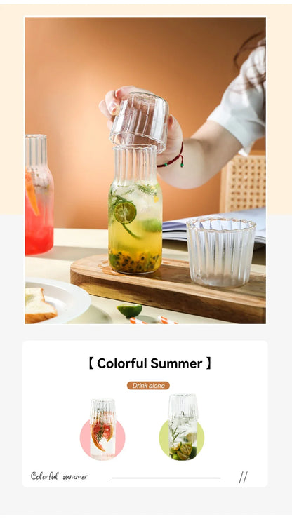 Carafe à eau en verre avec gobelet - Ensemble élégant de cuisine