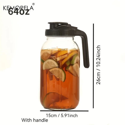 KEMORELA Pichet en Verre 64Oz avec Poignée et Couvercle - Ensemble Pratique