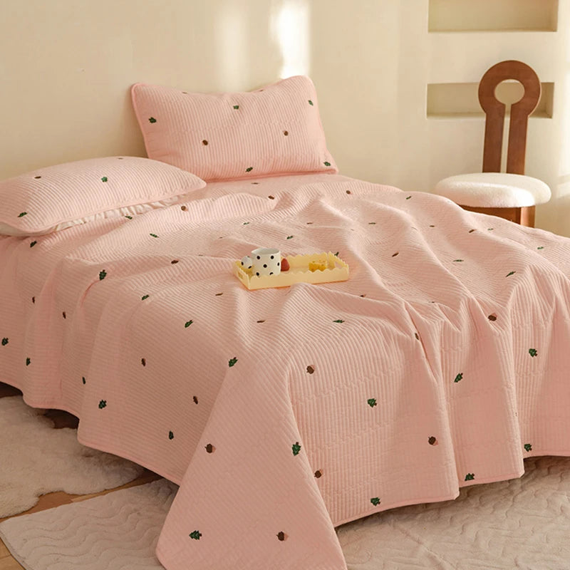 Ensemble Couvre-lit Matelassé Chic en Coton - 3 Pièces avec Taies