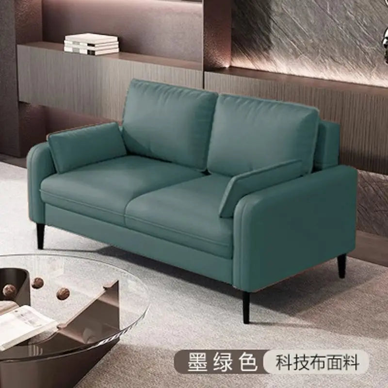 Salon de luxe léger, petite chambre à coucher, appartement, location, magasin de vêtements, salon de réception, canapé double en tissu pour trois personnes