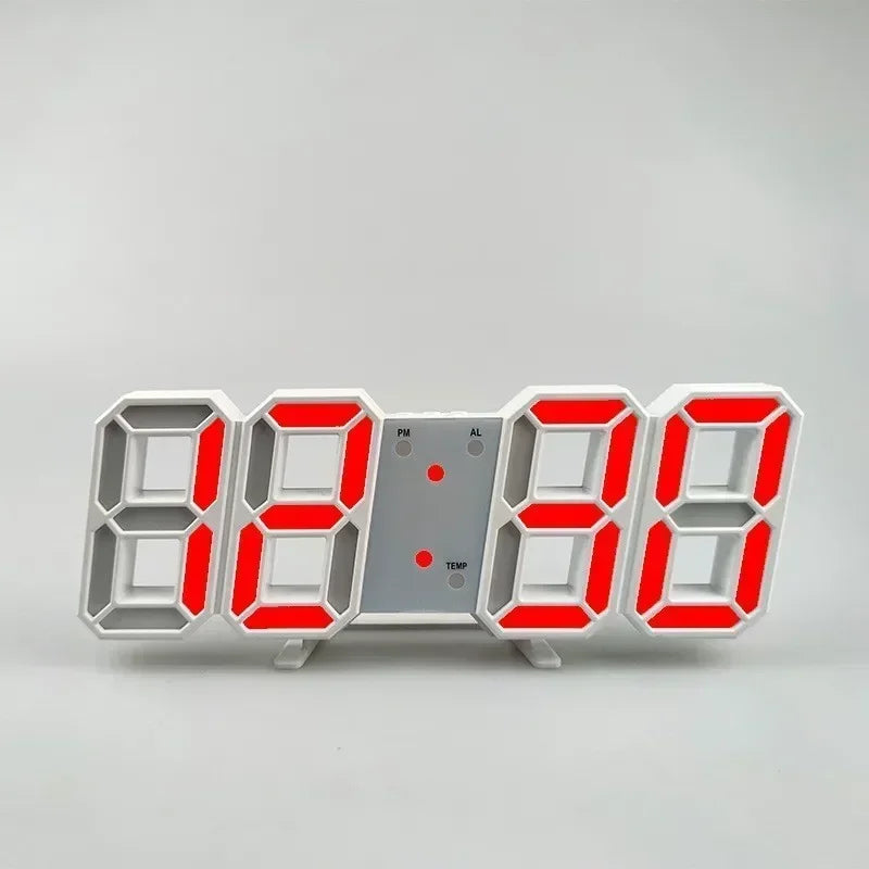 Réveil numérique LED 3D : Horloge murale avec date et température