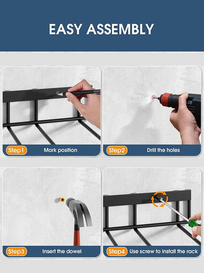 Porte-bottes mural en métal pour 4 paires - Organisateur élégant
