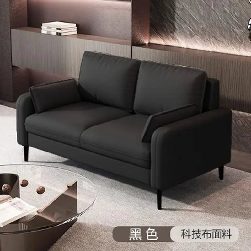 Salon de luxe léger, petite chambre à coucher, appartement, location, magasin de vêtements, salon de réception, canapé double en tissu pour trois personnes