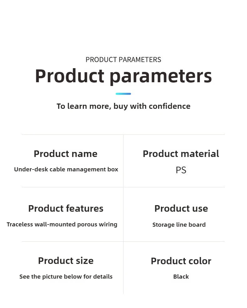 Organisateur de câbles pour bureau et maison - Boîte de rangement élégante