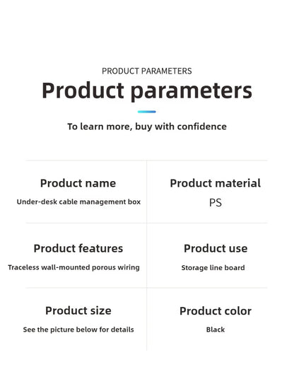 Organisateur de câbles pour bureau et maison - Boîte de rangement élégante