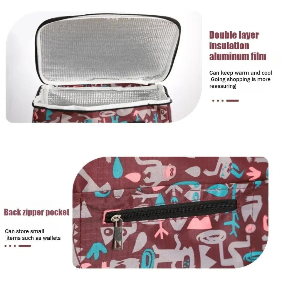 Chariot de courses pliant léger, étanche et grande capacité