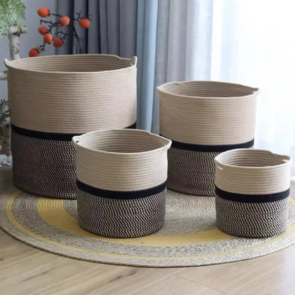 Panier à Linge en Corde de Coton - Panier de Rangement Pliable Luxe