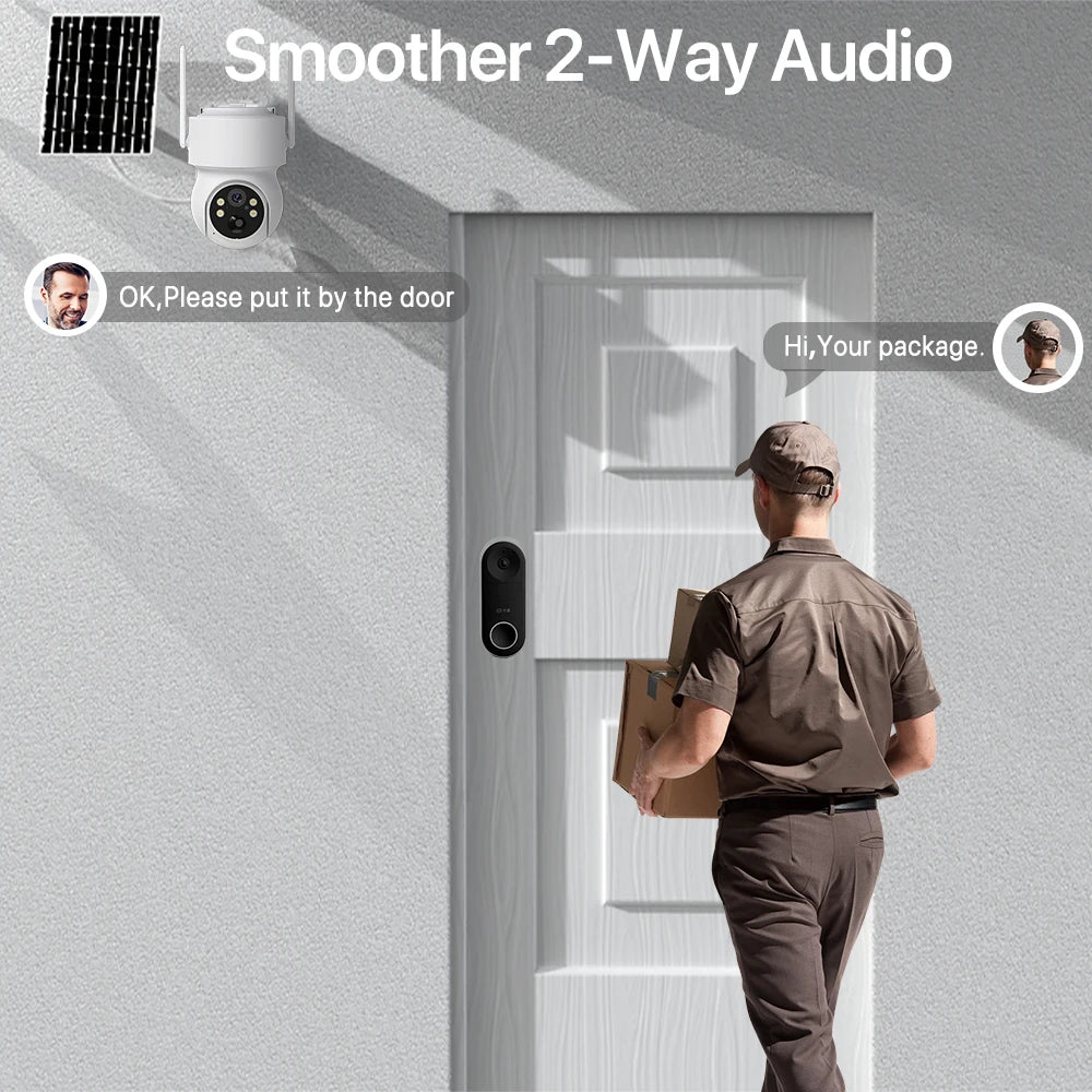 Caméra IP Solaire PTZ 4MP WiFi - Zoom 6X, Surveillance Extérieure 1080P