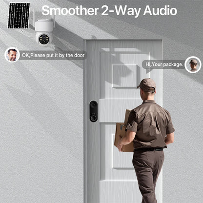 Caméra IP Solaire PTZ 4MP WiFi - Zoom 6X, Surveillance Extérieure 1080P