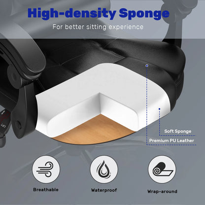 Chaise de Bureau Ergonomique Naspaluro en Cuir PU - Dossier Haut Pivotant