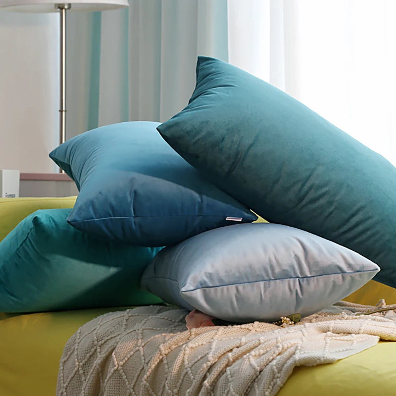 Housse de coussin velours 30x50 cm - Taie à carreaux nordique