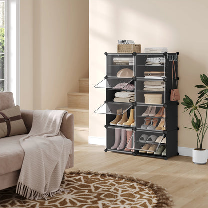 Armoire à chaussures pliable en PP transparent - Organisateur modulaire