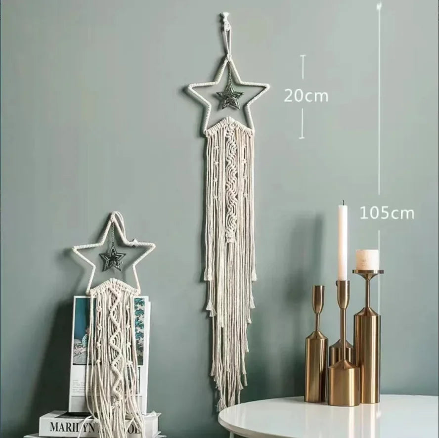 Macramé mural lune pour chambre d'enfant - Décor bohème nordique