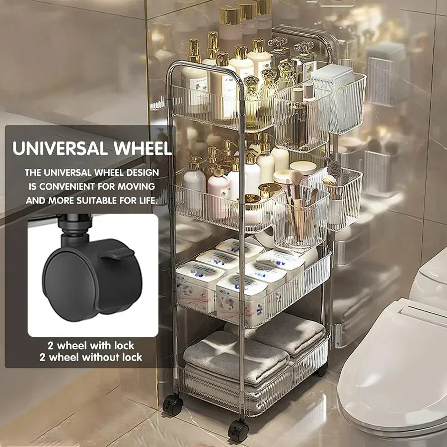 Chariot de Rangement Transparent 2/3/4 Niveaux - Étagère à Snacks Luxe