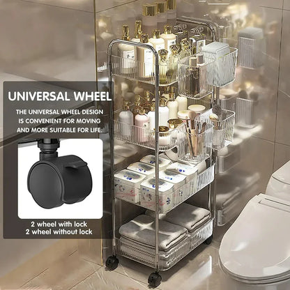 Chariot de Rangement Transparent 2/3/4 Niveaux - Étagère à Snacks Luxe