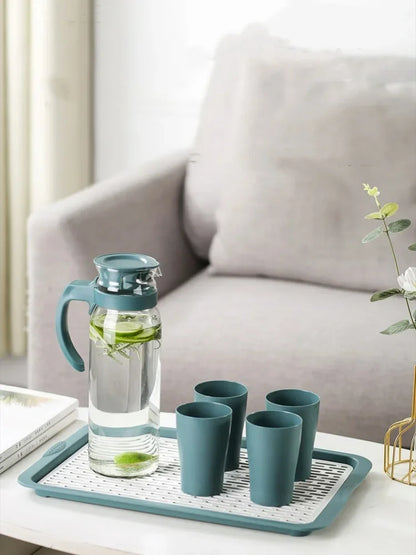 Pichet en verre résistant à la chaleur avec couvercle et poignée