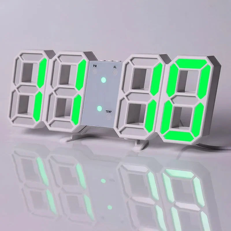 Réveil numérique LED 3D : Horloge murale avec date et température