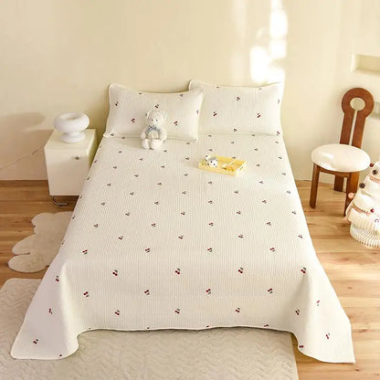 Ensemble Couvre-lit Matelassé Chic en Coton - 3 Pièces avec Taies