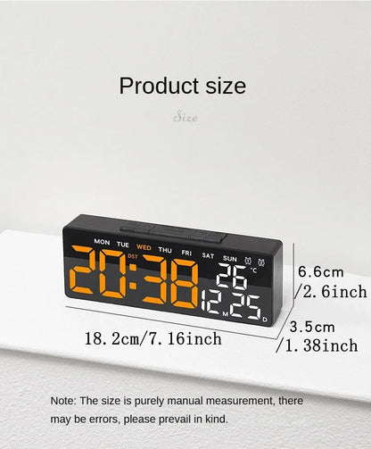 Réveil numérique LED avec température, date et mode nuit