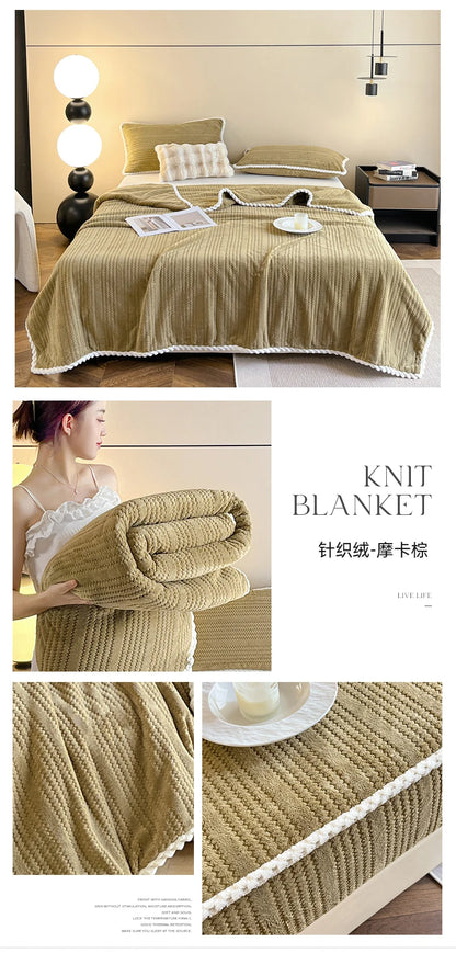 Couverture King Size à Carreaux - Chaude et Confortable pour Canapé