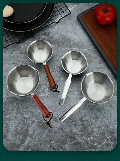 Marmite en inox avec manche en bois - Casserole épaisse 1PC