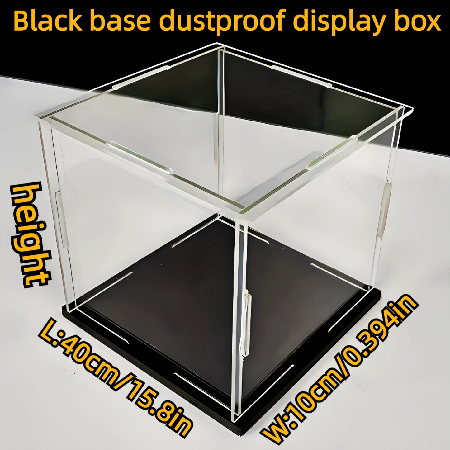 Boîte d'exposition acrylique noire pour poupées et objets de collection